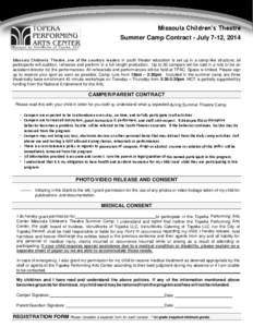 Missoula Children’s Theatre Summer Camp Contract - July 7-12, 2014