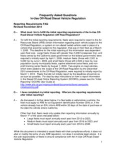 In-Use Off-road Diesel Vehicle Regulation - Reporting FAQ