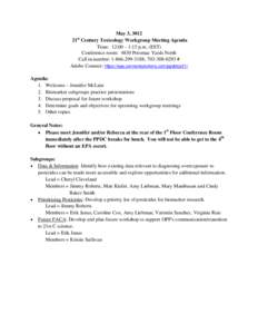 21st Century Toxicology Workgroup Meeting Agenda Minutes - May 3, 2012