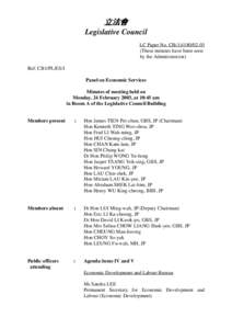 立法會 Legislative Council LC Paper No. CB[removed]These minutes have been seen by the Administration) Ref: CB1/PL/ES/1