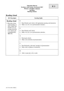 Education Bureau Territory-wide System Assessment 2013 Primary 3 English Language Speaking Marking Scheme