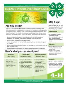    IOWA 4-H PROJECT HOT SHEET SCIENCE IN OUR EVERYDAY LIVES