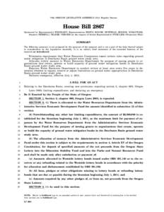 76th OREGON LEGISLATIVE ASSEMBLYRegular Session  House Bill 2867 Sponsored by Representative WHISNANT; Representatives BENTZ, BOONE, HUFFMAN, JENSON, SCHAUFLER, Senators FERRIOLI, TELFER, VERGER (at the request of