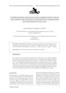 Herrero & Farke, Hadrosaurid Dinosaur Skin Impressions  PalArch’s Journal of Vertebrate Palaeontology, [removed]HADROSAURID DINOSAUR SKIN IMPRESSIONS FROM THE UPPER CRETACEOUS KAIPAROWITS FORMATION