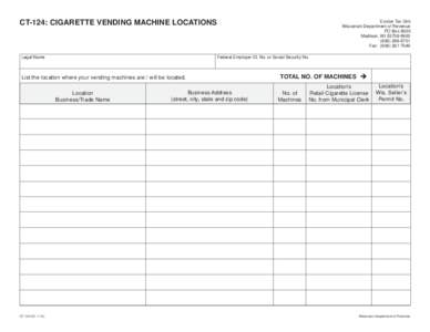 2014 CT-124 Cigarette Vending Machine Locations