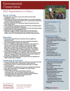 © USGS MA. Coop. Unit  Environmental Conservation 2012 Department at a Glance Points of Pride