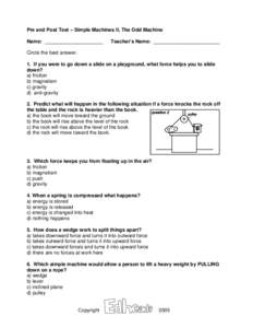 Pre- Post-test questions for SM II – FIRST DRAFT