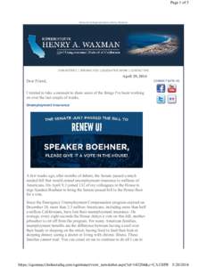 Page 1 of 5  News from Representative Henry Waxman OUR DISTRICT | SERVING YOU | LEGISLATIVE WORK | CONTACT ME
