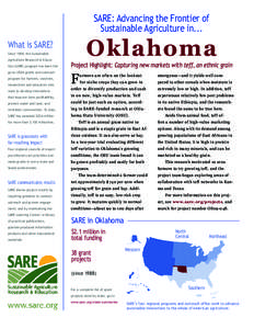 SARE: Advancing the Frontier of Sustainable Agriculture in... Oklahoma  What is SARE?