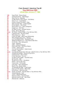 Casey Kasem’s American Top 40  Top 100 from 1985 official date: January 4th, [removed]: 99: