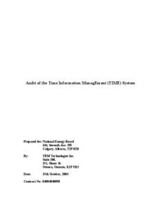 Audit of the Time Information ManagEment (TIME) System - 15 October 2004