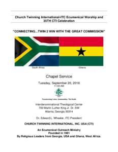 Church Twinning International-ITC Ecumenical Worship and 35TH CTI Celebration 