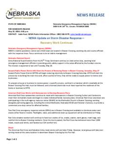 NEWS RELEASE STATE OF NEBRASKA Nebraska Emergency Management Agency (NEMA[removed]N.W. 24th St., Lincoln, NE[removed]