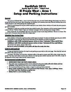 EarthFairSunday, April 19, 2015 • Balboa Park El Prado West – Area 1 Setup and Parking Instructions