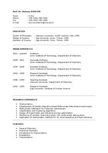 Analytical chemistry / Cheminformatics / Chemometrics / Ege University / İzmir Institute of Technology / Izmir / Chemistry / Science / Computational chemistry