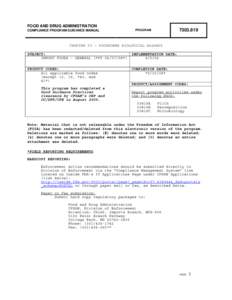 Compliance program guidance manual - chapter 03 - foodborne biological hazards. Import foods - general.