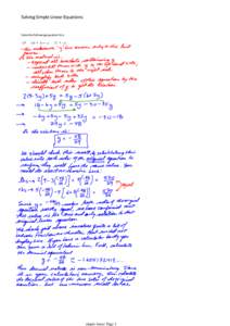 Solving Simple Linear Equations  Solve the following equation for y: simple linear Page 1