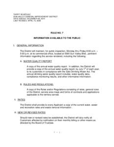 TARIFF SCHEDULE SUN VALLEY GENERAL IMPROVEMENT DISTRICT DATE ISSUED: DECEMBER 09, 2014 LAST REVISED: APRIL 14, 2009  RULE NO. 7