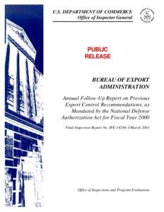 U.S. DEPARTMENT OF COMMERCE Office of Inspector General PUBLIC RELEASE