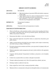 Bus Dr RevPage 1 of 2 SHELBY COUNTY SCHOOLS JOB TITLE: