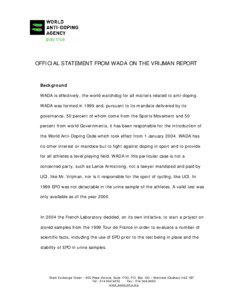 Microsoft Word - WADA Official Statement on Vrijman Report _2_.doc