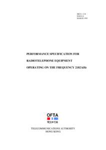 HKTA 1218 ISSUE 01 MARCH 1999 PERFORMANCE SPECIFICATION FOR RADIOTELEPHONE EQUIPMENT