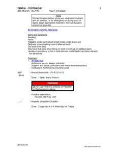 DENTAL - TOOTHACHE (ISS MED/3A - ALL/FIN) Page 1 of 6 pages  NOTE