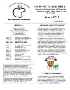 CACFP NUTRITION NEWS Kansas State Department of Education 120 SE 10th Avenue, Topeka, KS[removed][removed]March 2012