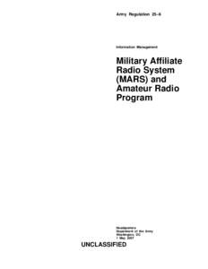 Army Regulation 25–6  Information Management Military Affiliate Radio System