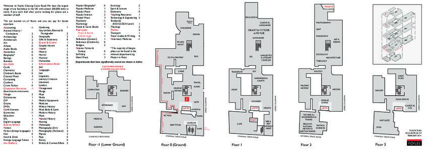Welcome to Foyles Charing Cross Road. We have the largest range of any bookshop in the UK with almost 200,000 titles in stock. If you can’t find what you’re looking for please ask a member of staff. floors and you ca