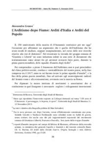 HUMANITIES – Anno III, Numero 5, Gennaio[removed]Alessandra Grasso* L’Arditismo dopo Fiume: Arditi d’Italia e Arditi del Popolo