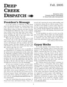 DEEP CREEK DISPATCH ➠ President’s Message  Fall, 2005