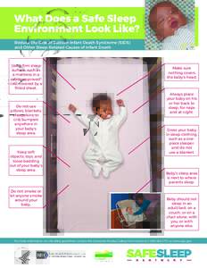 What Does a Safe Sleep Environment Look Like? Reduce the Risk of Sudden Infant Death Syndrome (SIDS) and Other Sleep-Related Causes of Infant Death  Use a firm sleep