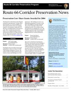 Route 66 Corridor Preservation Program  National Park Service U.S. Department of the Interior  Route 66 Corridor Preservation News