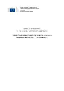 EUROPEAN COMMISSION Directorate General Internal Market and Services SERVICES Business-to-business services  SUMMARY OF RESPONSES