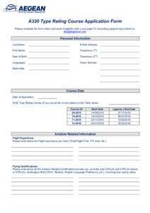 A320 Type Rating Course Application Form