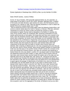 Southern Campaign American Revolution Pension Statements Pension Application of Abednego Earp: W3529 by Mary Lou Arp Hamilton[removed]State of North Carolina , County of Wilkes On the 13th day of October, 1834 personal