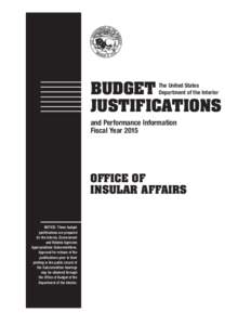 BUDGET JUSTIFICATIONS The United States Department of the Interior  and Performance Information