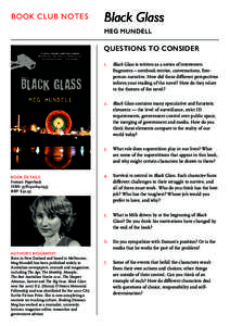 Book Club Notes  Black Glass Meg Mundell  questions to consider