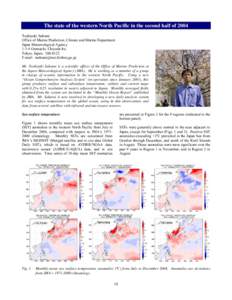 The state of the western North Pacific in the second half of 2004 Toshiyuki Sakurai Office of Marine Prediction, Climate and Marine Department Japan Meteorological AgencyOtemachi, Chiyoda-ku, Tokyo, Japan