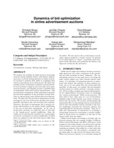 Dynamics of bid optimization in online advertisement auctions Christian Borgs Jennifer Chayes