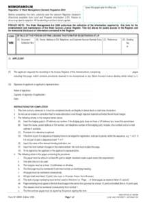 MEMORANDUM  Leave this space clear for office use Regulation 12 Water Management (General) Regulation 2004 Before completing this form, carefully read the relevant Registrar General’s