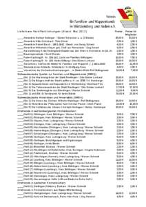 Lieferbare Veröffentlichungen (Stand: Mai[removed]Preise ____ Ahnenliste Gerhart Nebinger / Günter Schweizer u. a. (2 Bände) ____ Ahnenliste Hiller-Schickard / Thilo Dinkel