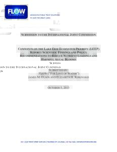    SUBMISSION TO THE INTERNATIONAL JOINT COMMISSION COMMENTS ON THE LAKE ERIE ECOSYSTEM PRIORITY (LEEP) REPORT: SCIENTIFIC FINDINGS AND POLICY