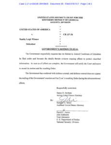 Case 1:17-crJRH-BKE Document 38 FiledPage 1 of 2  UNITED STATES DISTRICT COURT FOR THE SOUTHERN DISTRICT OF GEORGIA AUGUSTA DIVISION «