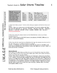 Teacher’s Guide to  Solar Storm Timeline Goal: Students will interpret a timeline