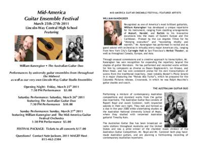 Mid-America Guitar Ensemble Festival March 25th-27th 2011 Lincoln-Way Central High School Featuring