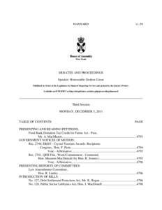 HANSARD[removed]DEBATES AND PROCEEDINGS Speaker: Honourable Gordon Gosse