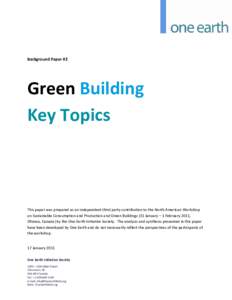 Background Paper #1: Green Building Key Topics