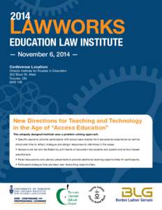 2014  LAWWORKS EDUCATION LAW INSTITUTE — November 6, 2014 — Conference Location: